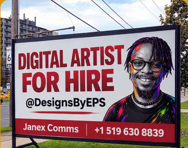 A full-colour portrait and headline across one continuous face.
